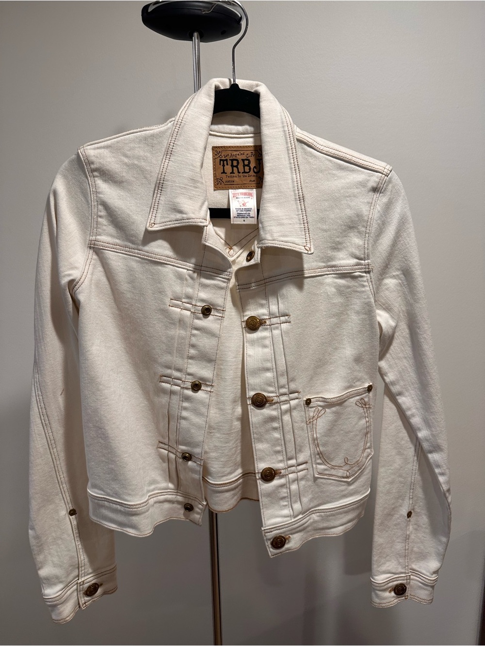 True Religion Cream Denim Jacket - Women's Casual Button-Up Coat
